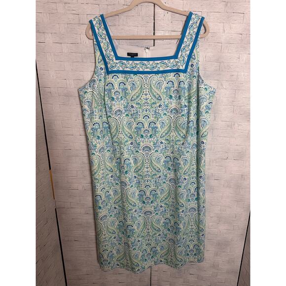 Talbots women’s dress square neck bodycon Paisley sheath feminine plus size - Picture 1 of 10